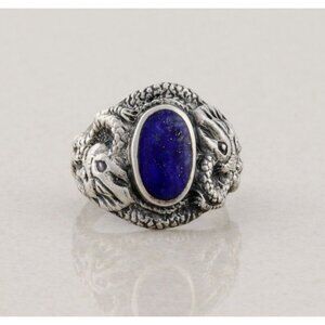 Sterling Silver Natural Lapis Lazuli Ring Size 9 1/4